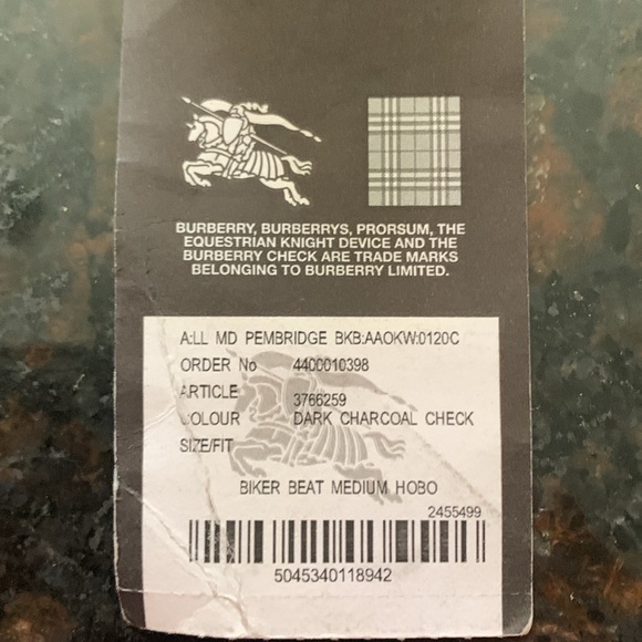 Burberry dark charcoal/ black Biker Beat Medium Hobo bag. Gorgeous. - Picture 8 of 10